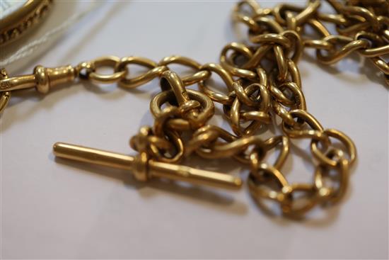 A 19th century 18ct gold keywind detached lever open face pocket watch, on albert with pencil.